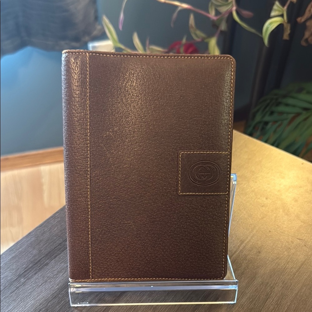 Authentic Euc Gucci Brown Leather Notebook Cover/… - image 1